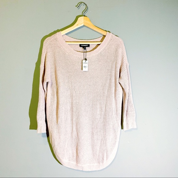 Express Sweaters - Express | Sweater Rounded Hem Knit Blush Pink S